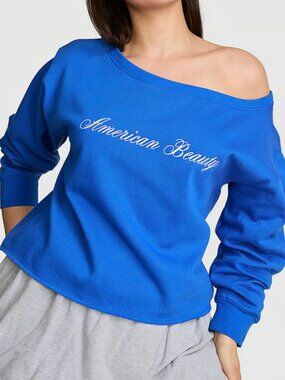 PINK Victoria's Secret Campus Fleece Off The Shoulder Sweatshirt - Large - NWT